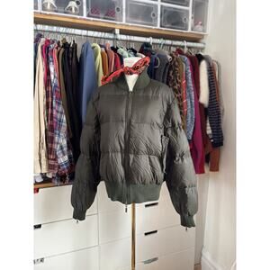 Vintage MONCLER Army Green Down Puffer Jacket Bomber RARE Size 4